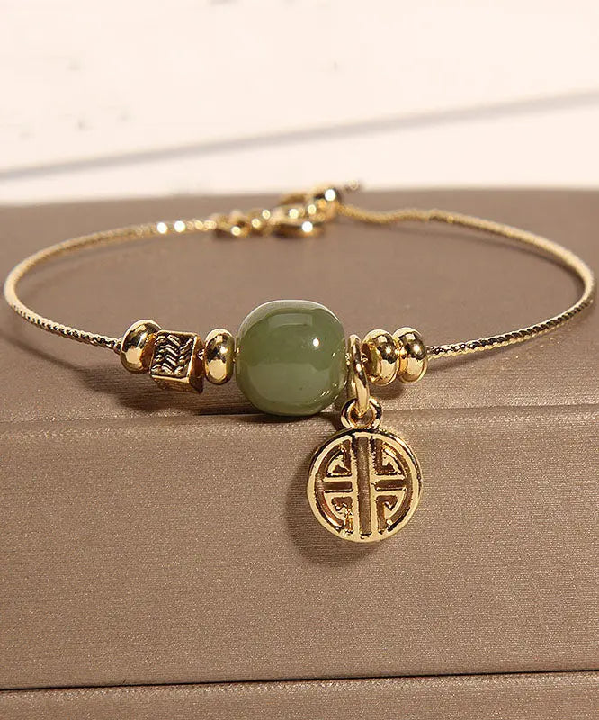 Handmade Gold Overgild Jade Fu Character Charm Bracelet Ada Fashion