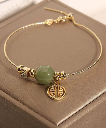 Handmade Gold Overgild Jade Fu Character Charm Bracelet Ada Fashion