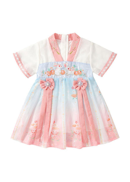 Handmade Green Embroideried Patchwork Chiffon Baby Girls Dresses Summer LY6529 - fabuloryshop