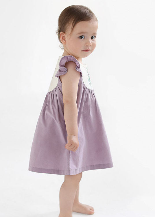 Handmade Purple Embroideried Patchwork Cotton Baby Girls Dresses Summer LY5498 - fabuloryshop