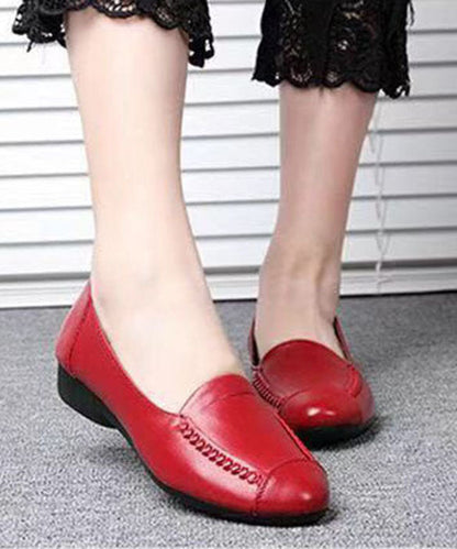 Handmade Red Penny Loafers Cowhide Leather Retro Splicing Penny Loafers LY0168 - fabuloryshop