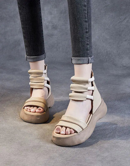 Handmade Retro Ankle Straps Platform Sandals Ada Fashion