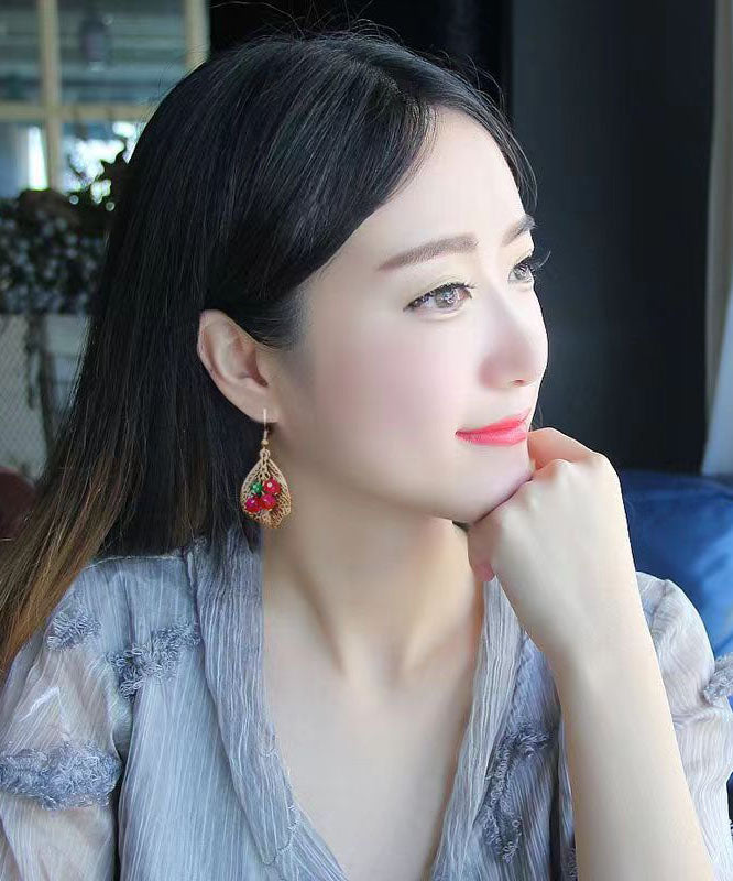 Handmade Retro Crystal Patchwork Silver Drop Earrings Ada Fashion