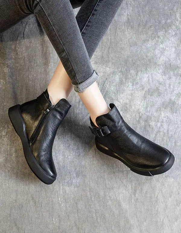 Handmade Retro Leather Ankle Boots for Women Ada Fashion