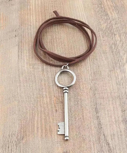 Handmade Silk Stainless Steel Key Pendant Necklace Ada Fashion