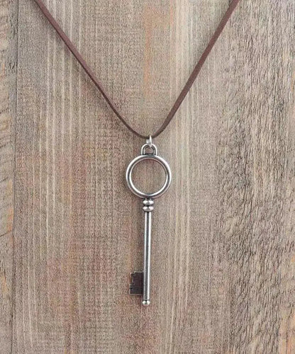 Handmade Silk Stainless Steel Key Pendant Necklace Ada Fashion