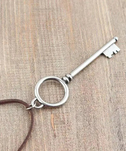 Handmade Silk Stainless Steel Key Pendant Necklace Ada Fashion