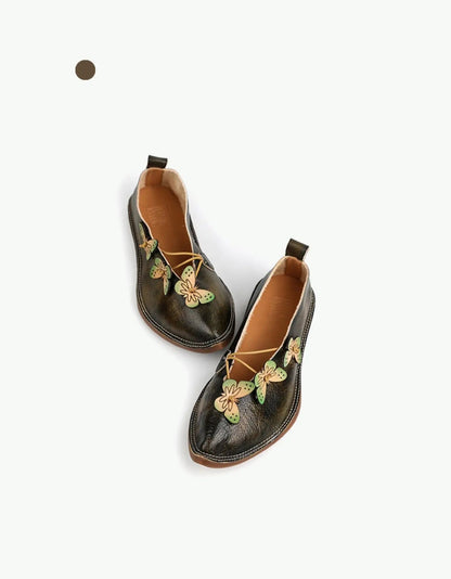 Handmade Soft Leather Oriental Flat Shoes Ada Fashion