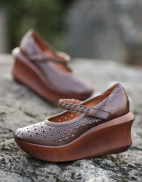 Handmade Summer Ankle Strap Wedge Sandals Ada Fashion