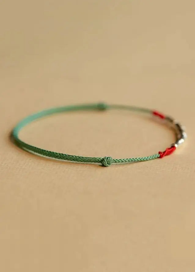 Handwoven Bamboo Joint Silver Good Luck Bracelet Ada Fashion