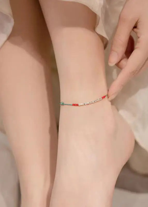 Handwoven Bamboo Joint Silver Good Luck Bracelet Ada Fashion