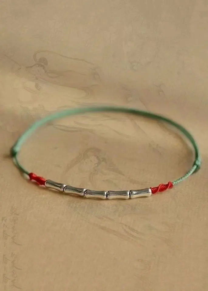 Handwoven Bamboo Joint Silver Good Luck Bracelet Ada Fashion