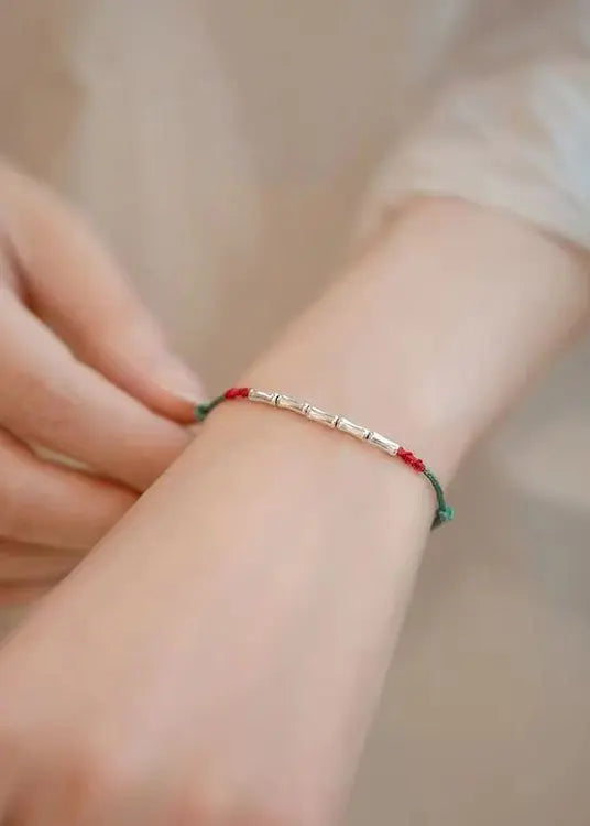 Handwoven Bamboo Joint Silver Good Luck Bracelet Ada Fashion