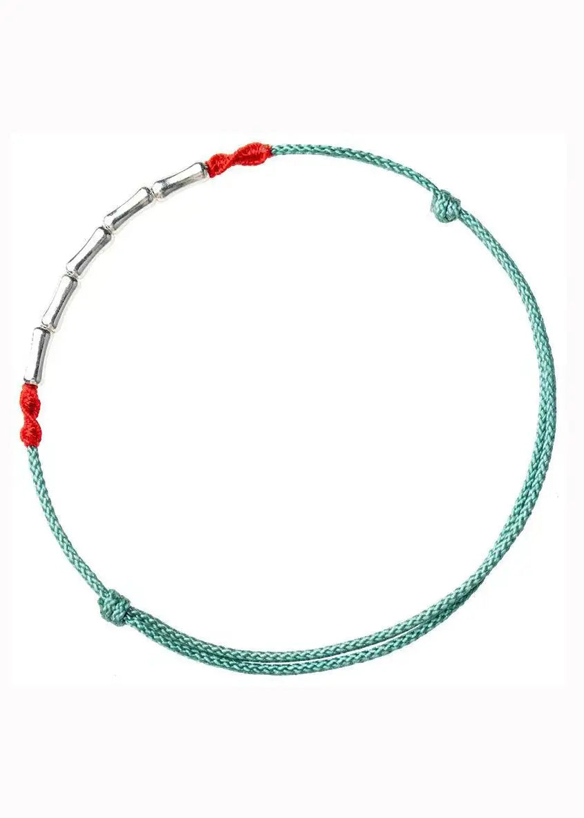 Handwoven Bamboo Joint Silver Good Luck Bracelet Ada Fashion