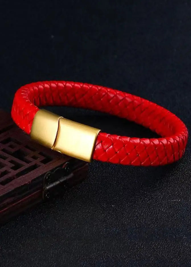 Handwoven Pure Red Dragon Scale Patterned Koi Bracelet Ada Fashion