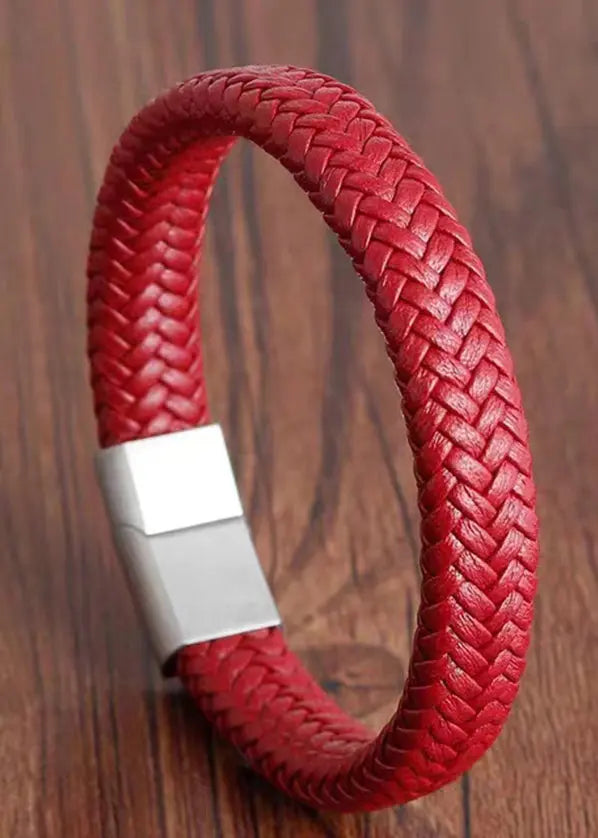 Handwoven Pure Red Dragon Scale Patterned Koi Bracelet Ada Fashion