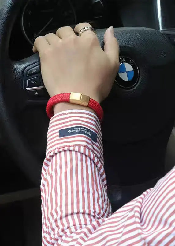 Handwoven Pure Red Dragon Scale Patterned Koi Bracelet Ada Fashion