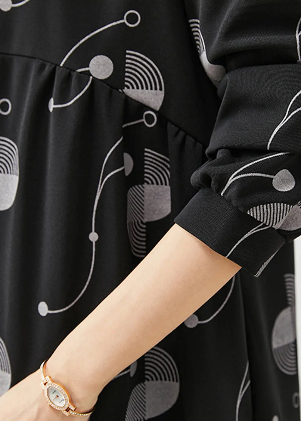 Italian Black Oversized Print Cotton Trench Fall Ada Fashion