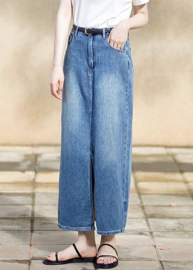 Italian Blue Side Open Denim Skirts