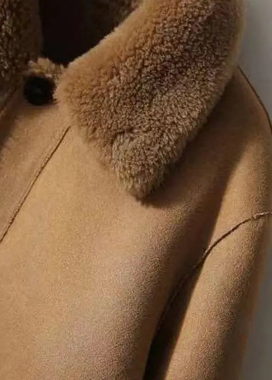 Italian Brown Peter Pan Collar Wear On Both Sides Wool Coats Winter Ada Fashion