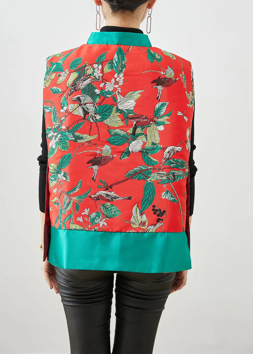 Italian Colorblock Tasseled Patchwork Jacquard Silk Vest Fall Ada Fashion