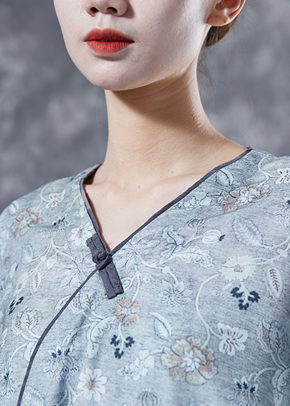 Italian Colorblock V Neck Patchwork Cotton Vacation Dresses Bracelet Sleeve LY4101 - fabuloryshop