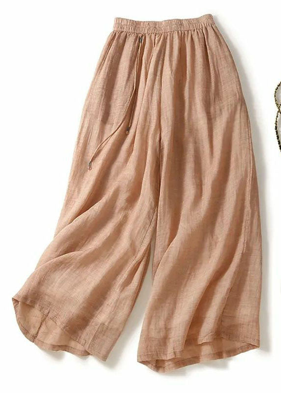 Italian Green Tasseled Patchwork Linen Wide Leg Pants Summer Ada Fashion