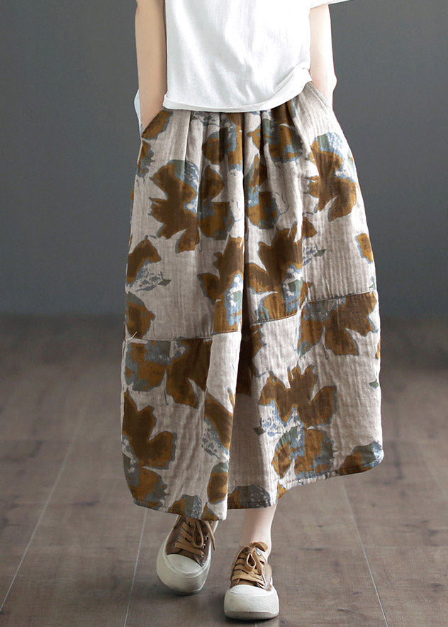 Italian Khaki Print High Waist Maxi Skirts LY4538 - fabuloryshop