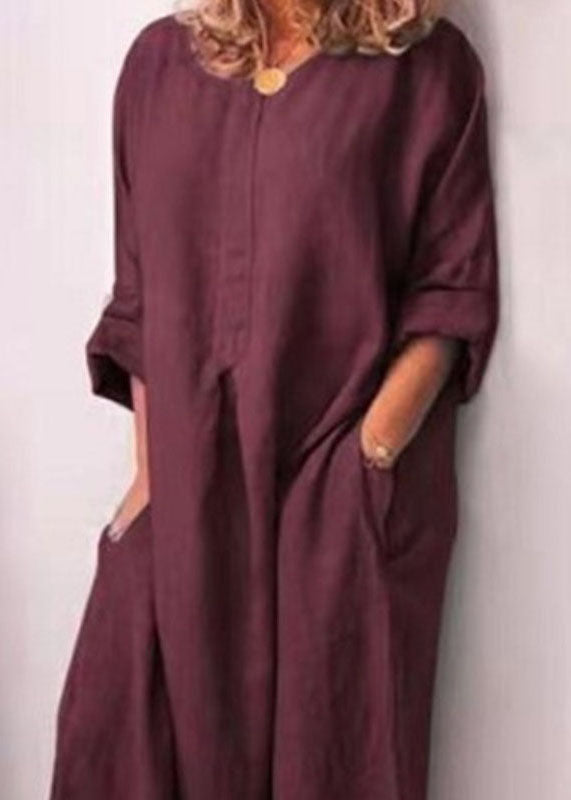 Italian Mulberry O Neck Patchwork Side Open Cotton Long Dresses Spring LY1304 - fabuloryshop