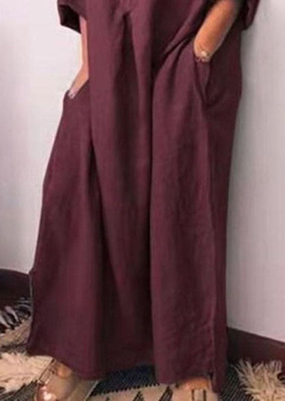 Italian Mulberry O Neck Patchwork Side Open Cotton Long Dresses Spring LY1304 - fabuloryshop