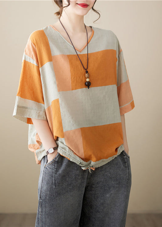 Italian Orange Oversized Drawstring Cotton Shirt Summer Ada Fashion