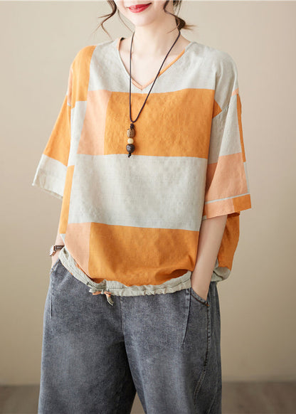 Italian Orange Oversized Drawstring Cotton Shirt Summer Ada Fashion