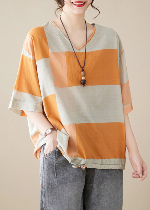 Italian Orange Oversized Drawstring Cotton Shirt Summer Ada Fashion