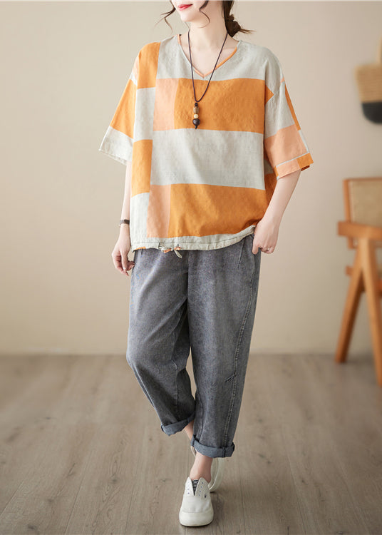 Italian Orange Oversized Drawstring Cotton Shirt Summer Ada Fashion