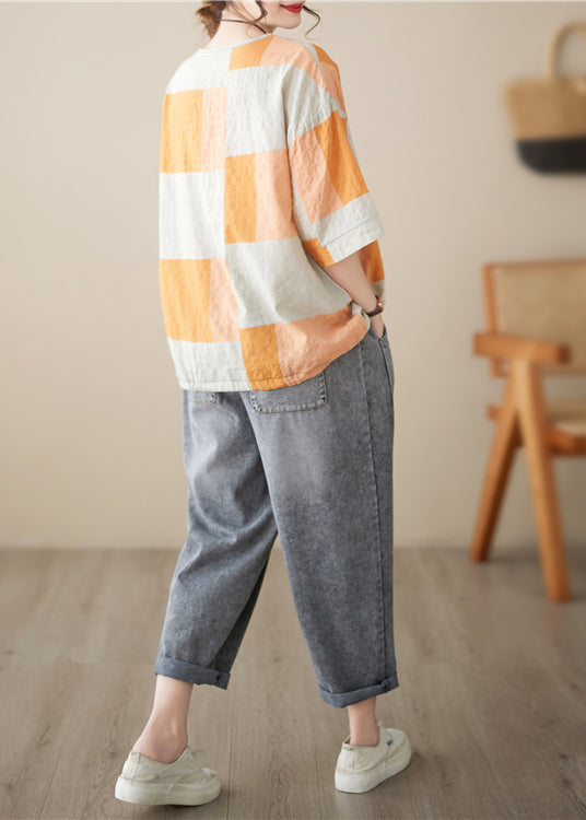 Italian Orange Oversized Drawstring Cotton Shirt Summer Ada Fashion