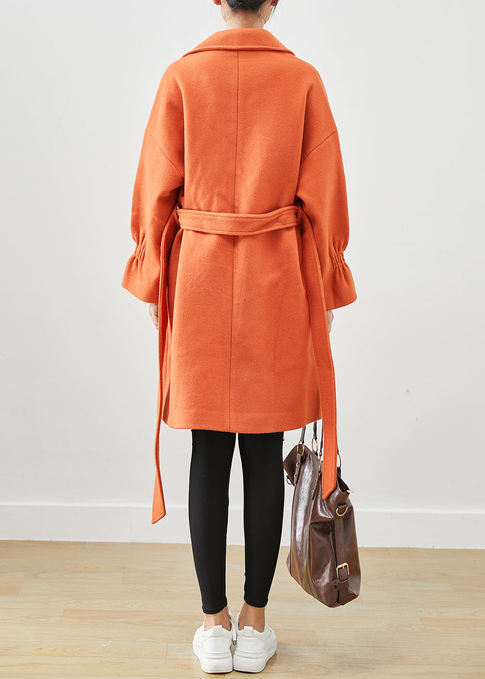 Trench en laine surdimensionné orange italien avec pendentif pour l'automne ML2445