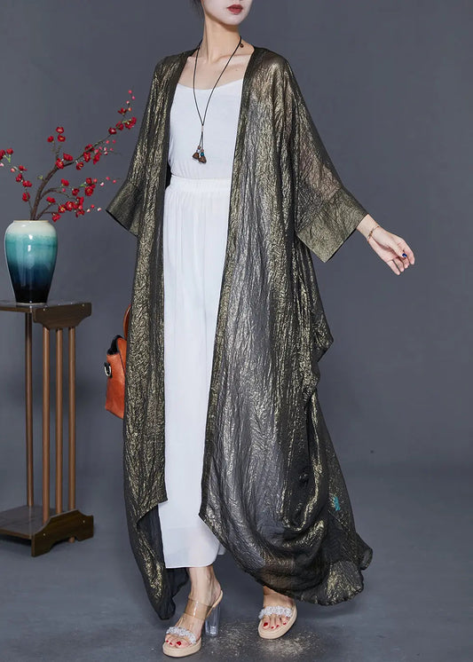 Italian Oversized Asymmetrical Design Silk Long Cardigan Fall Ada Fashion