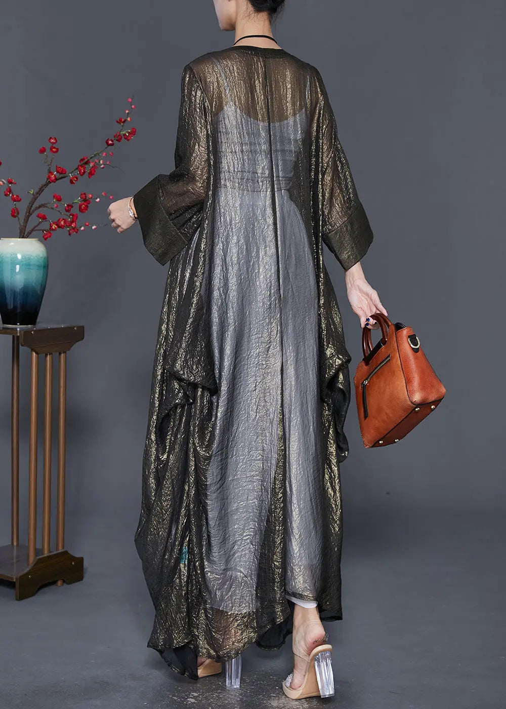 Italian Oversized Asymmetrical Design Silk Long Cardigan Fall Ada Fashion