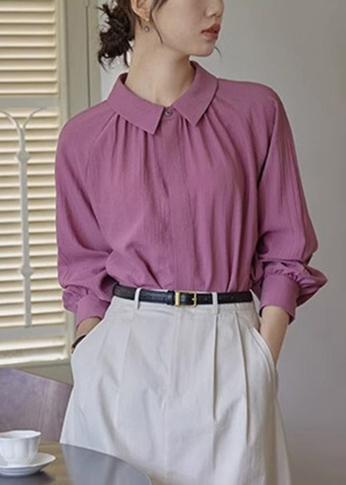 Italian Purple Button Cotton Blouse