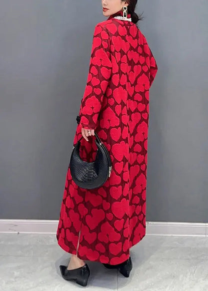 Italian Red Hign Neck Jacquard Patchwork Cotton Dresses Fall Ada Fashion