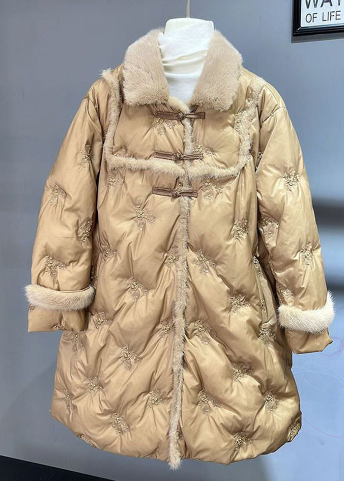 Italian Yellow Mink Hair Patchwork Duck Down Down Coat Winter Ada Fashion