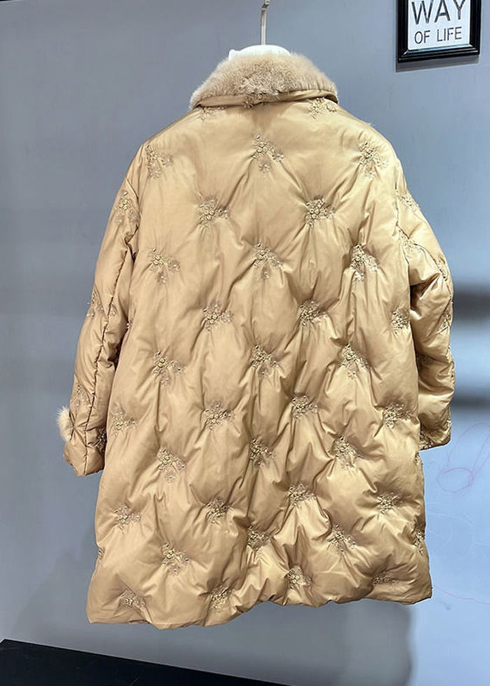 Italian Yellow Mink Hair Patchwork Duck Down Down Coat Winter Ada Fashion