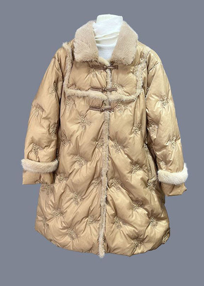 Italian Yellow Mink Hair Patchwork Duck Down Down Coat Winter Ada Fashion