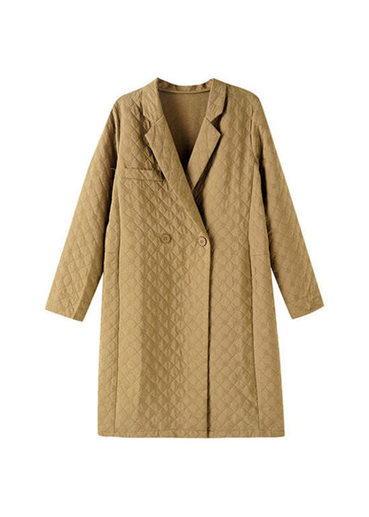 Jacquard Camel Notched Button Long Coat Long Sleeve Ada Fashion