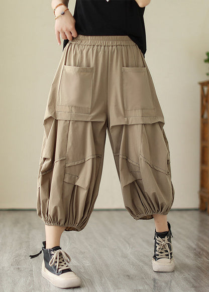 Khaki Elastic Waist Cozy Wide Leg Pants LY2997 - fabuloryshop