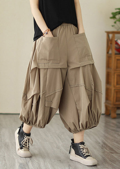 Khaki Elastic Waist Cozy Wide Leg Pants LY2997 - fabuloryshop