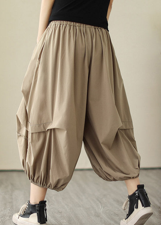 Khaki Elastic Waist Cozy Wide Leg Pants LY2997 - fabuloryshop