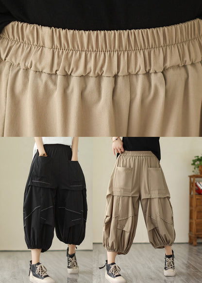 Khaki Elastic Waist Cozy Wide Leg Pants LY2997 - fabuloryshop