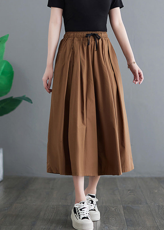 Khaki Elastic Waist Solid Wide Leg Pants LY4949 - fabuloryshop