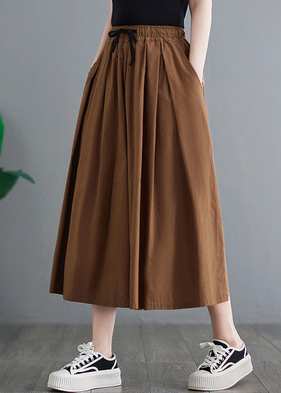 Khaki Elastic Waist Solid Wide Leg Pants LY4949 - fabuloryshop